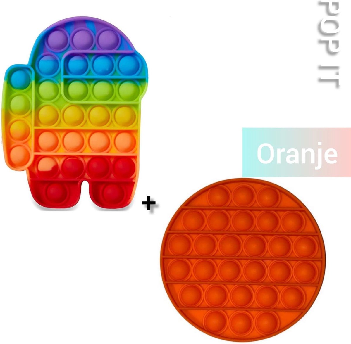 Pop IT | Regenboog Rainbow Among us + Oranje rond | Koningsdag pakket